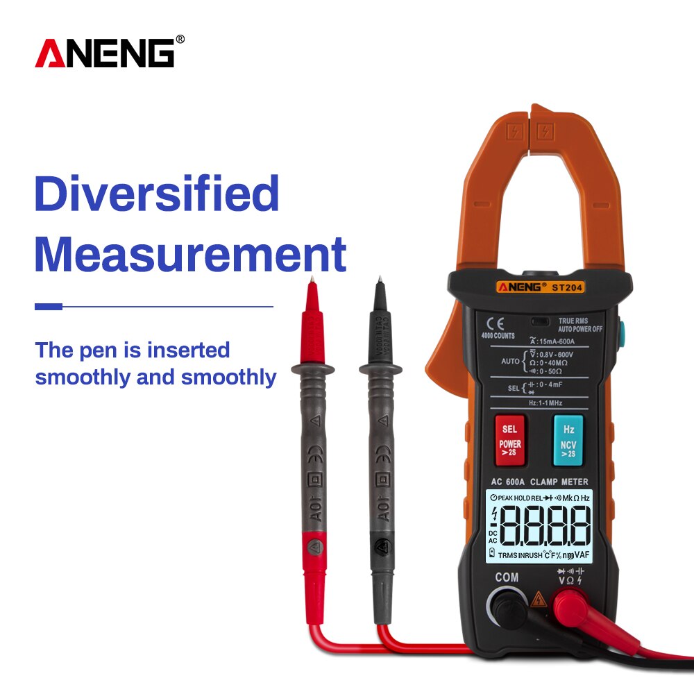 ANENG ST204 Clamp Meter 4000 Counts AUTO Digital DC/AC Current Voltage Tester Analog Multimeter True Rms Pinza Amperimetrica