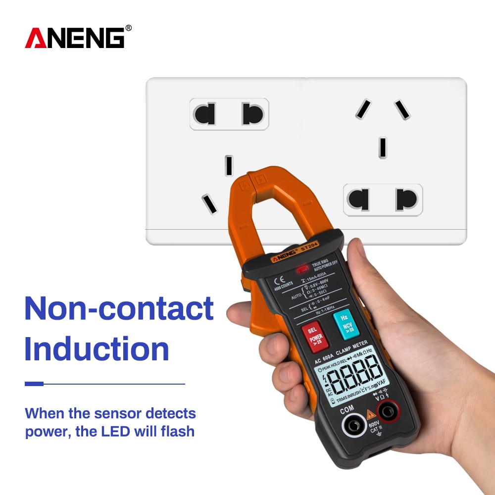 ANENG ST204 Clamp Meter 4000 Counts AUTO Digital DC/AC Current Voltage Tester Analog Multimeter True Rms Pinza Amperimetrica