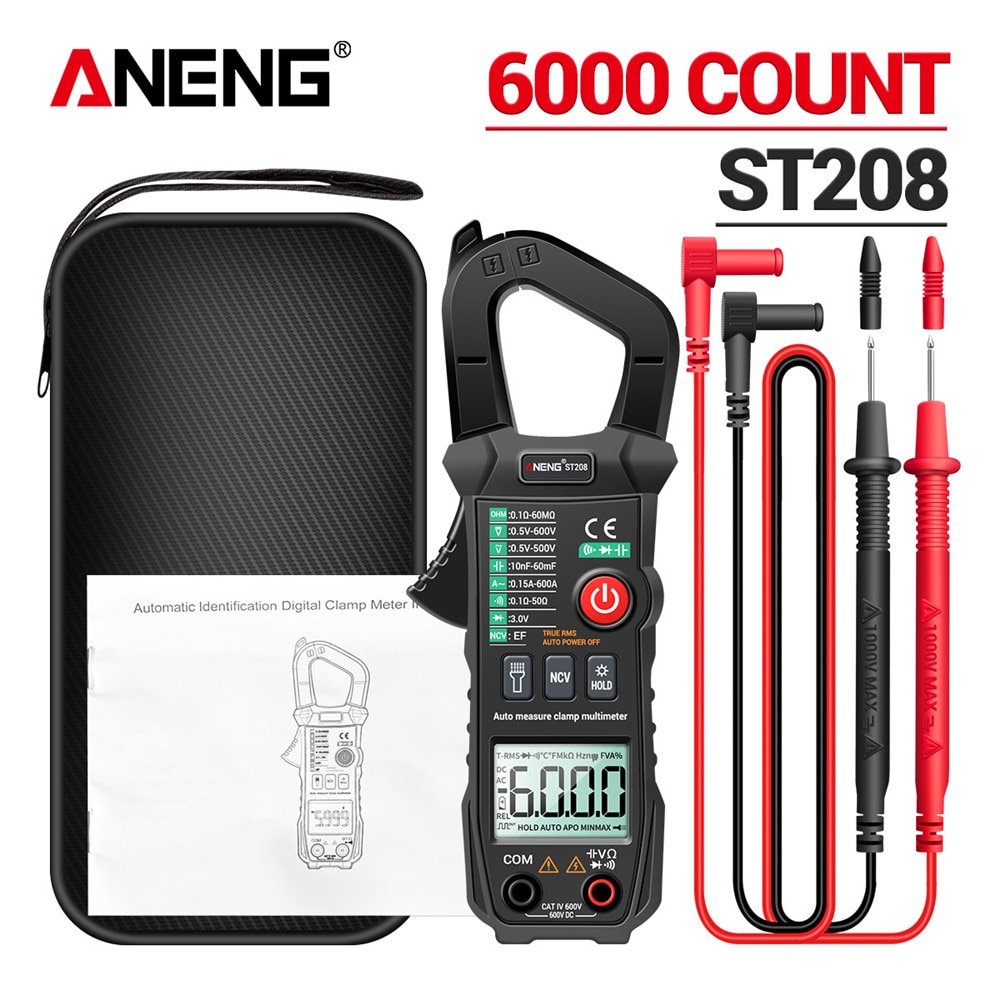 ANENG ST208 Digital Ture RMS 6000 Count AC/DC Current Clamp Automatic Voltimetro Multimeter Clamp Tester Meter Electrician Tool