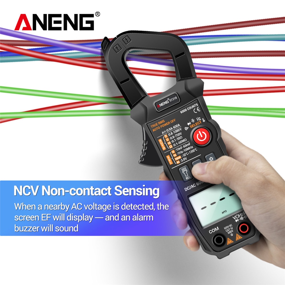 ANENG ST210 Professional Digital Multimeter Clamp Meter DC/AC 600A Current Tester 6000 Counts True RMS Ampere Meter for Eletric