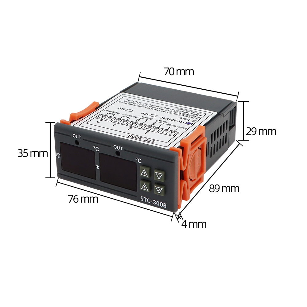 STC-3008 Dual Digital Temperature Controller two Relay Output Thermoregulator Thermostat With Heater Cooler 12V 24V 110-220V