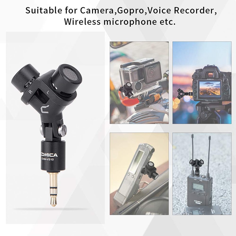 Stereo Microphone CVM-VS10 XY Cardioid Mini Mic for Gopro Camera,Android Smartphone Video Recording((3.5mm TRS)