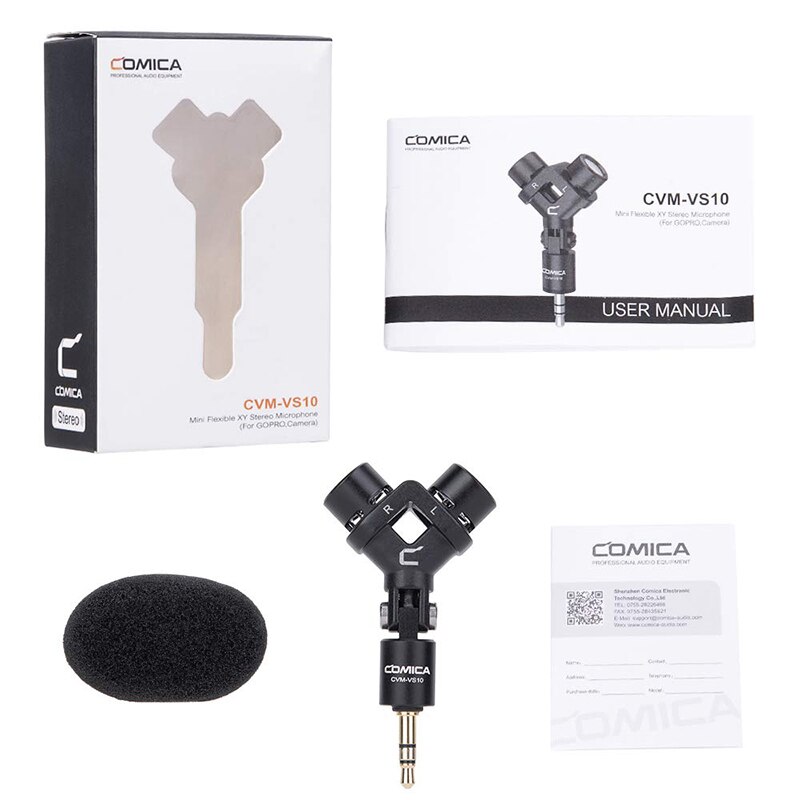 Stereo Microphone CVM-VS10 XY Cardioid Mini Mic for Gopro Camera,Android Smartphone Video Recording((3.5mm TRS)