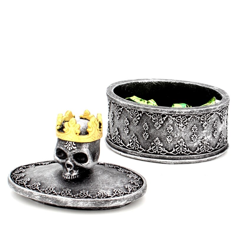 Queen Crown Jewelry Skull Storage Box Resin Necklace Earrings Container Box Home Decor Covered Pattern Organizer Box Love Gift
