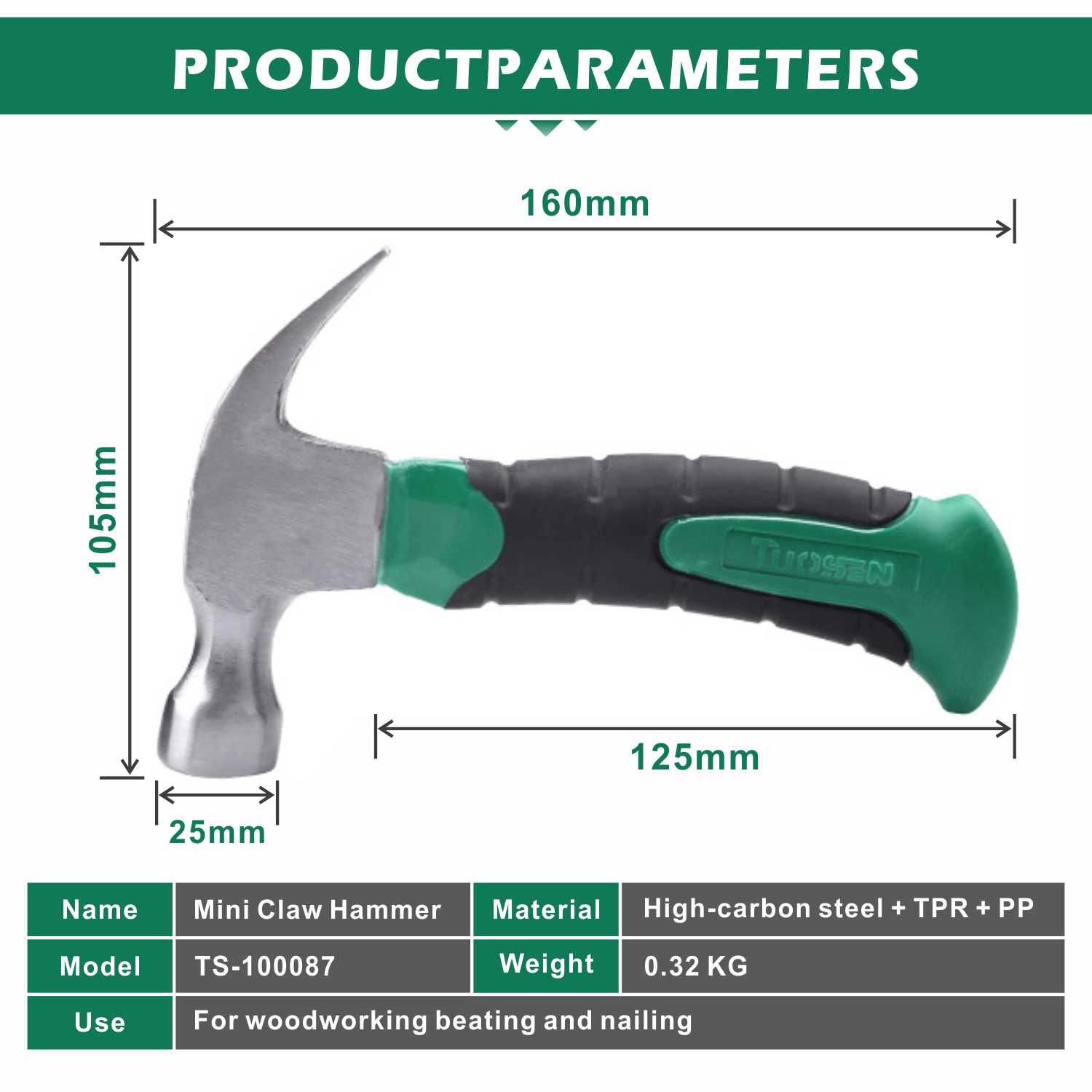Mini Stubby Claw Hammer 8OZ Nail Hammer Tool Steel Woodworking Striking Fiberglass Handle Household Multifunctional