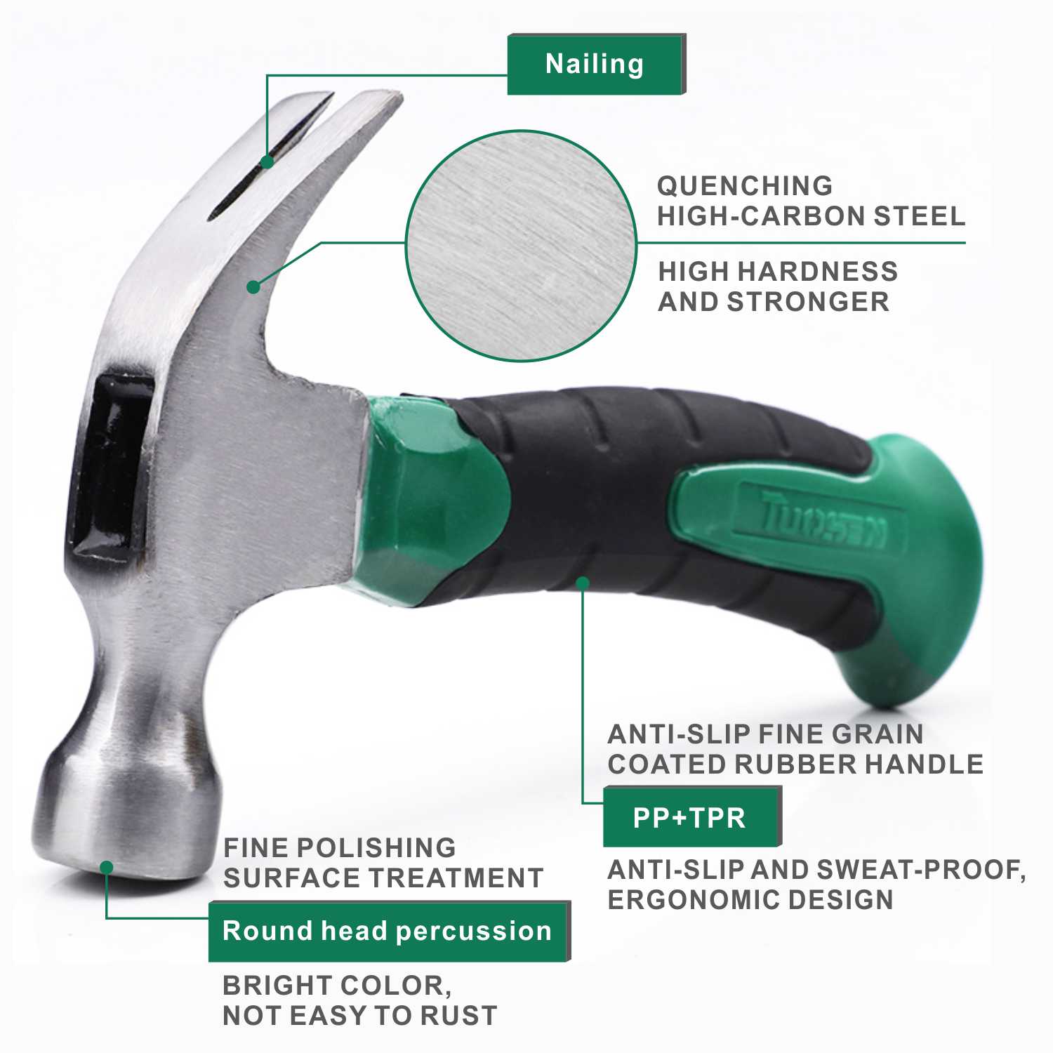 Mini Stubby Claw Hammer 8OZ Nail Hammer Tool Steel Woodworking Striking Fiberglass Handle Household Multifunctional