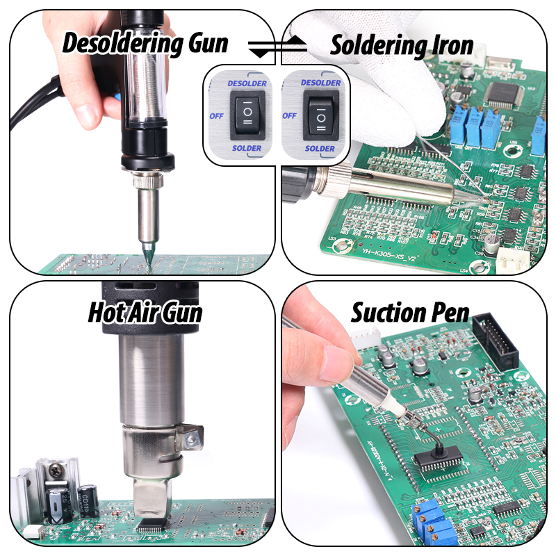 YIHUA 948-II Suction Tin Gun Desoldering Station Hot Air Gun Soldering Iron Suction Pen 4 IN 1 Intelligent Soldering Station