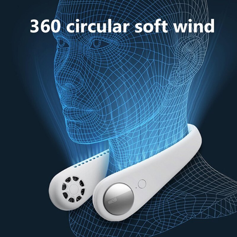 Summer Mini Hanging Neck Fan USB Rechargeable Fan Air Cooler Portable Fan for Outdoor Room Sports Bladeless Ventilator