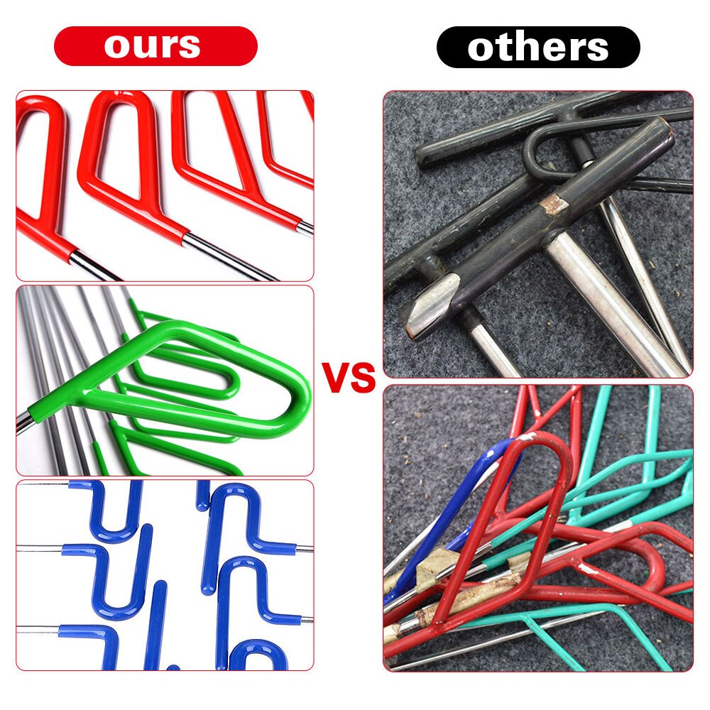 Super PDR Tools 12 PCS Hook Push Rod Stainless Steel Black Car Crowbar Paintless Dent Repair Tools Auto Hand Tool Pry Bar Set