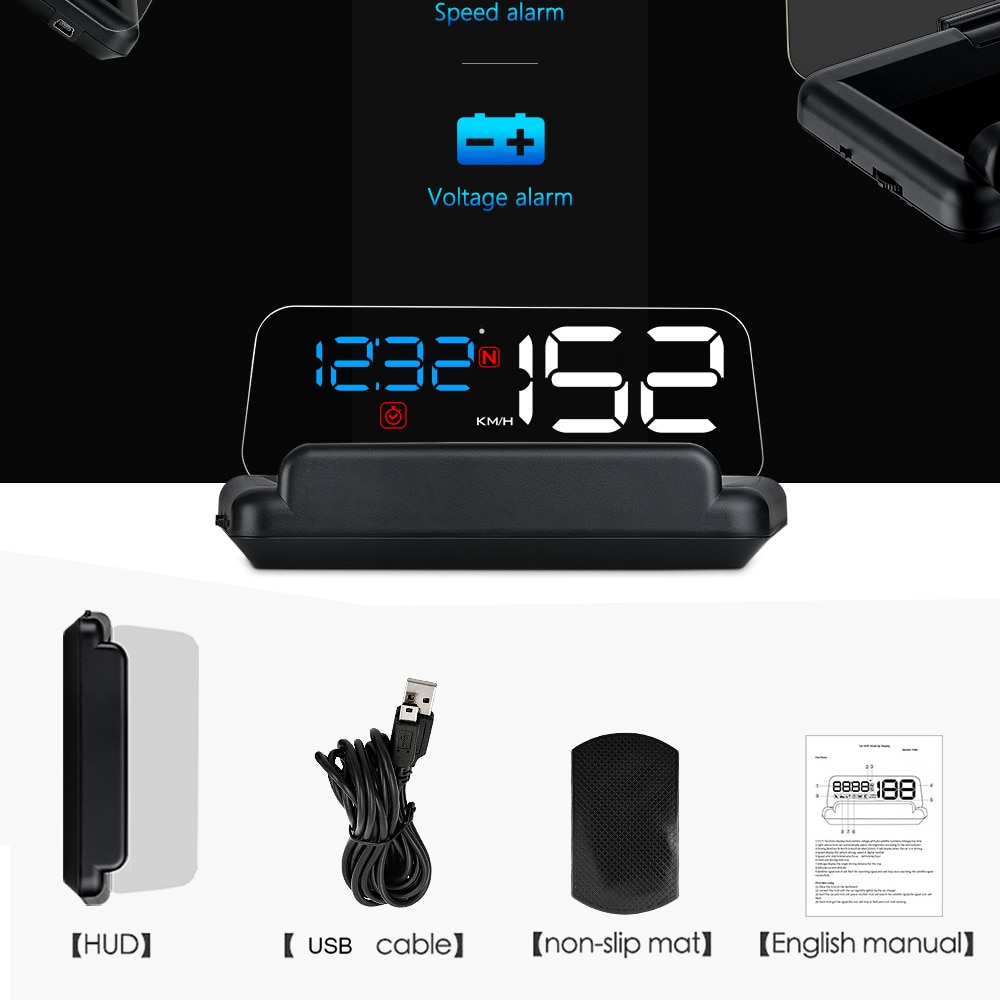 Universal T900 Mirror Car HUD  Car Head up display GPS Speed Projector Overspeed RPM Voltage Security Alarm Driving Computer