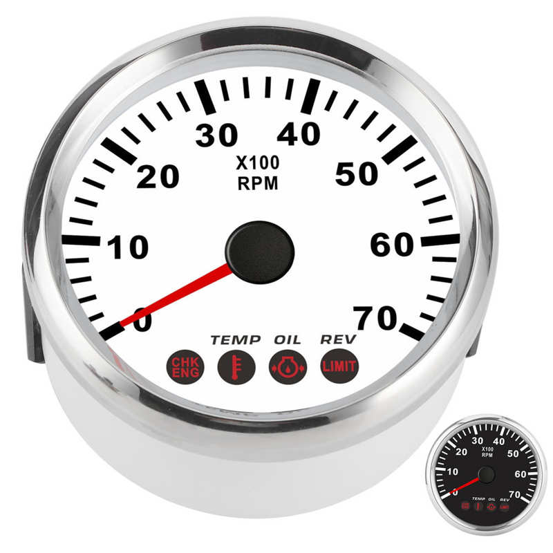 85mm 0‑7000RPM Tachometer Gauge with Oil Pressure Temp Engine Failure Alarm for Boat Motorcycle Truck Tacho Gauge