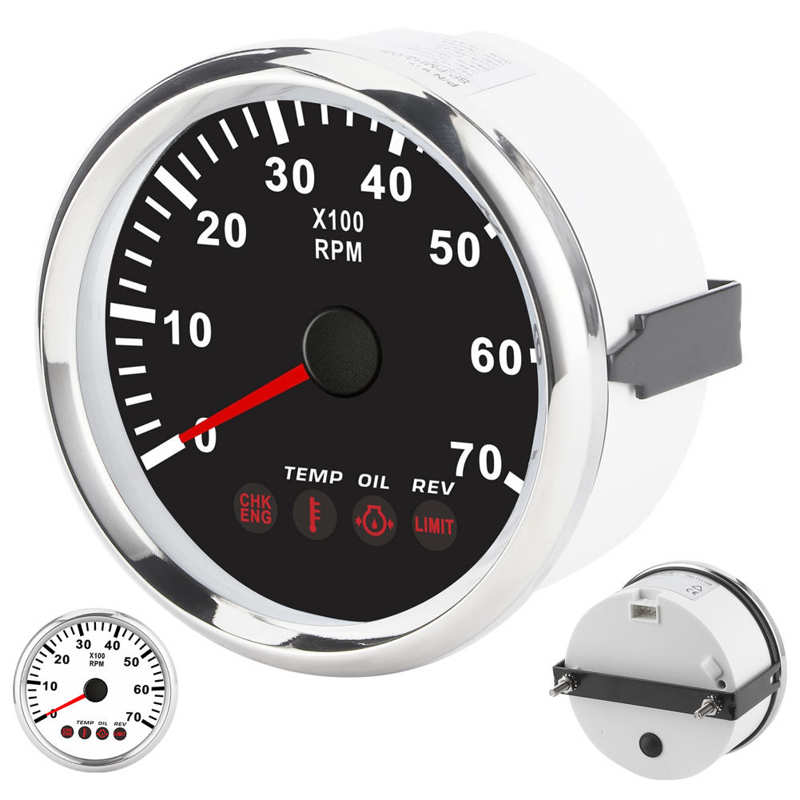 85mm 0‑7000RPM Tachometer Gauge with Oil Pressure Temp Engine Failure Alarm for Boat Motorcycle Truck Tacho Gauge