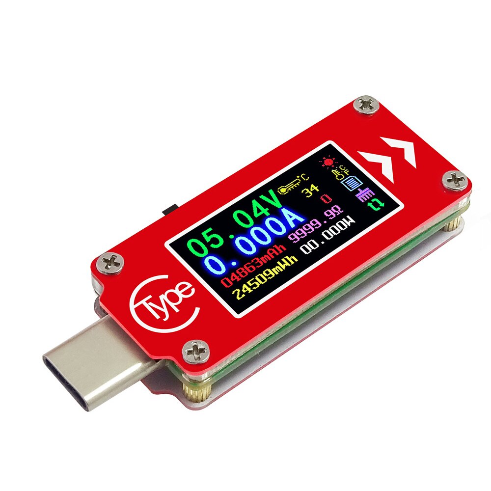 TC64 Type-C color LCD USB Power Meter Tester Digital Current Tester Voltage Detector, Capacity of Power Bank Type-C Tester