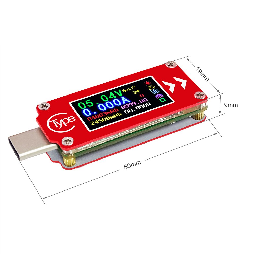 TC64 Type-C color LCD USB Power Meter Tester Digital Current Tester Voltage Detector, Capacity of Power Bank Type-C Tester