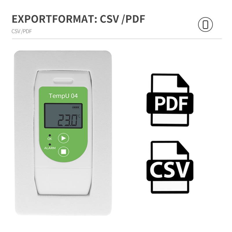 TempU 04 USB Temp Data Logger Temperature data Logger Recorder Recording Meter with 32,000 Capacity PDF Report Record Instrument