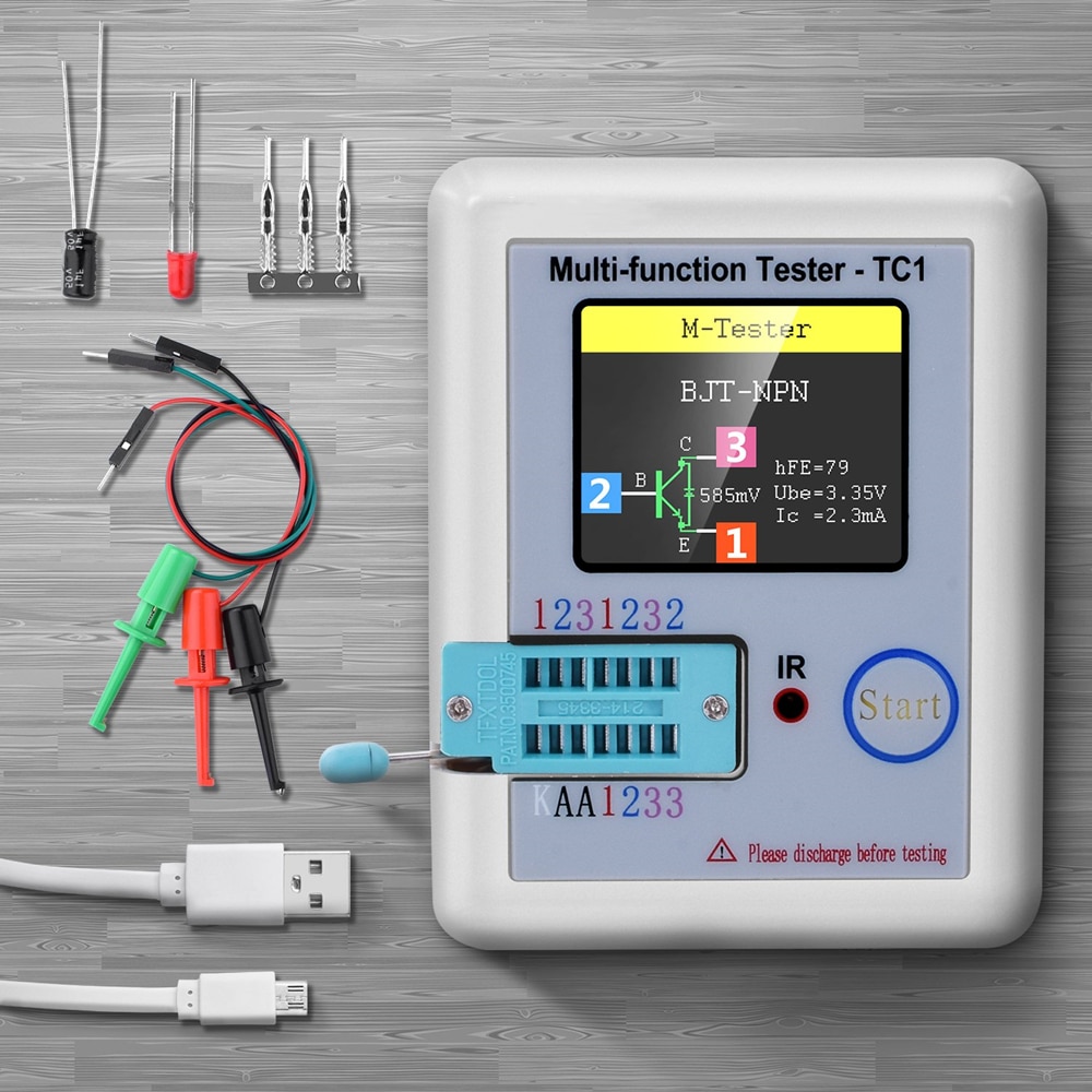 LCR-TC1 1.8" TFT LCD Display Multi-meter Transistor Tester Diode Triode Capacitor Resistor Test Meter MOSFET NPN PNP Triac MOS