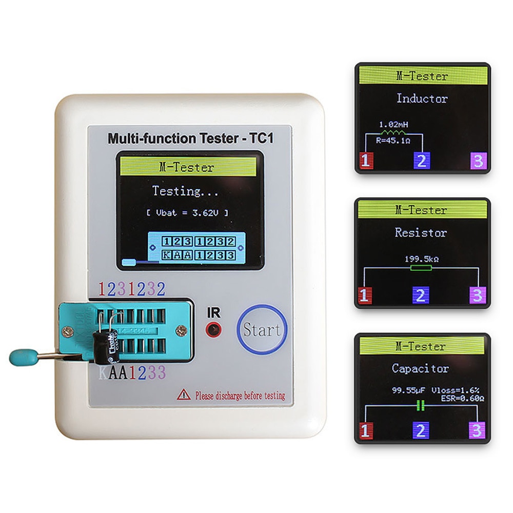 LCR-TC1 1.8" TFT LCD Display Multi-meter Transistor Tester Diode Triode Capacitor Resistor Test Meter MOSFET NPN PNP Triac MOS