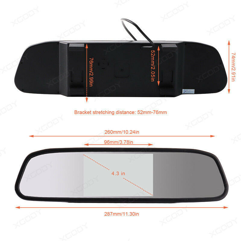 4.3 inch TFT LCD Screen Car Monitor Mirror Reversing Parking Car Monitor for Rear View Camera Night Vision Reversing