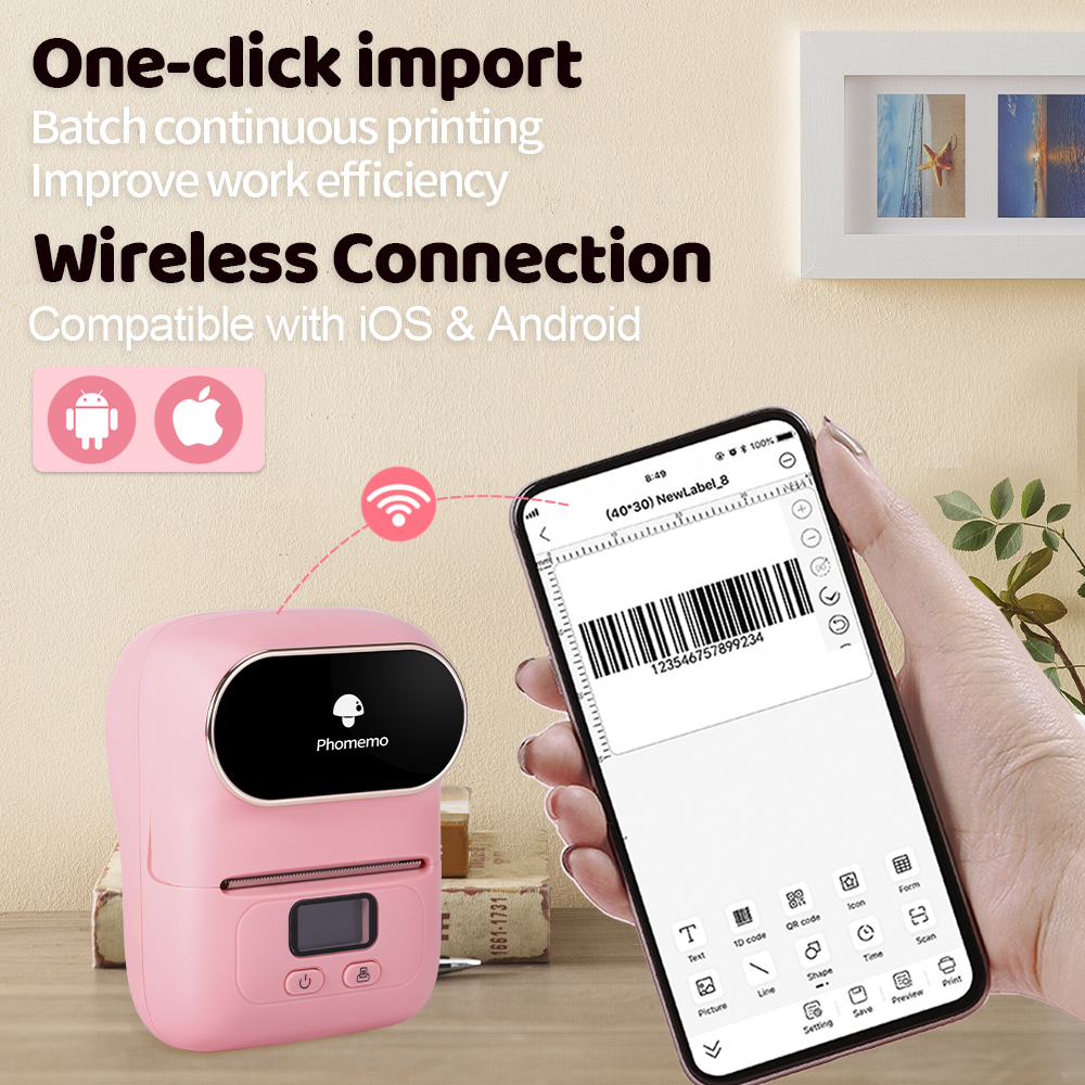 M110 Mini Thermal BT Label Printer Wireless Portable Self Adhesive Label Maker Inkless Printer Pocket Mobile Printer