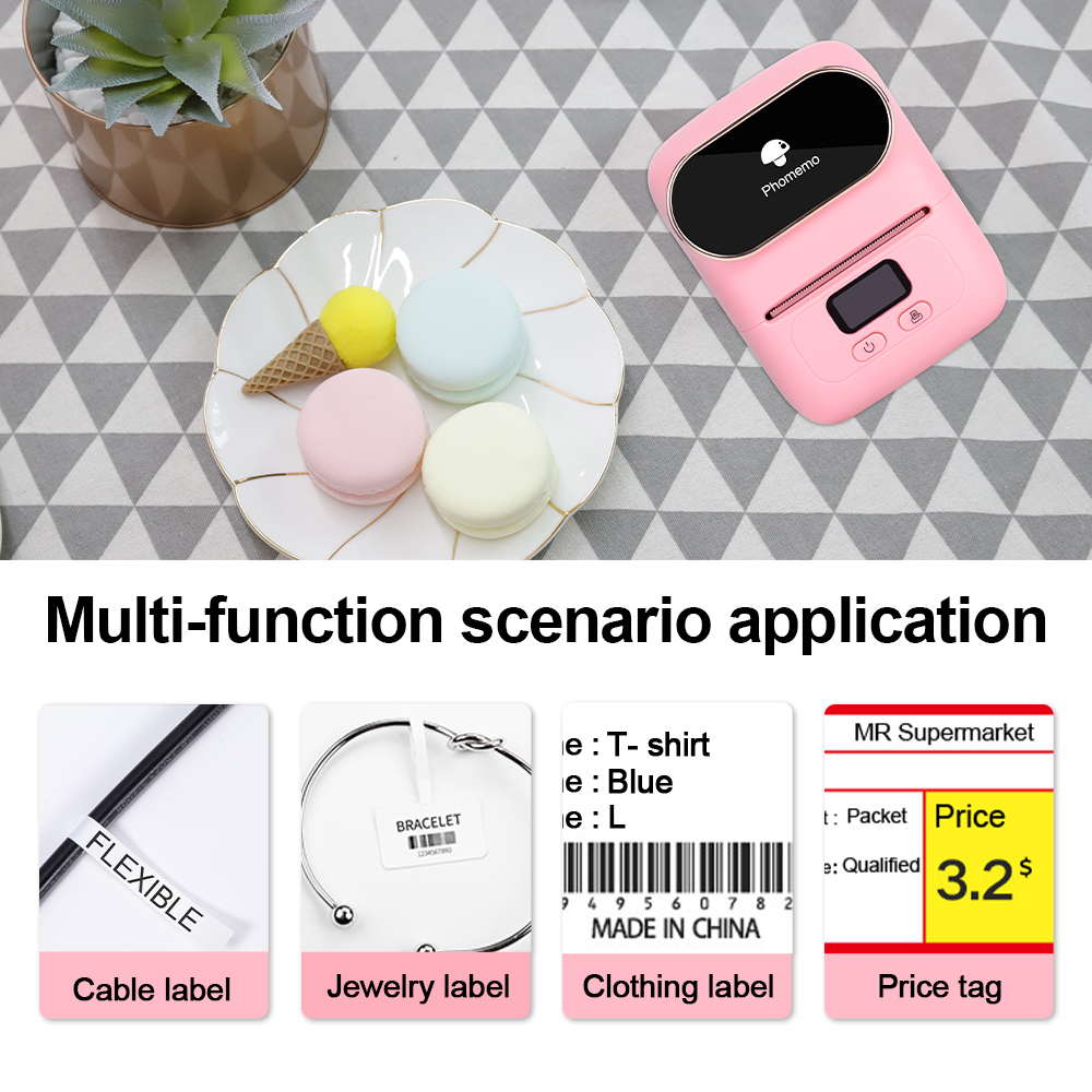 M110 Mini Thermal BT Label Printer Wireless Portable Self Adhesive Label Maker Inkless Printer Pocket Mobile Printer