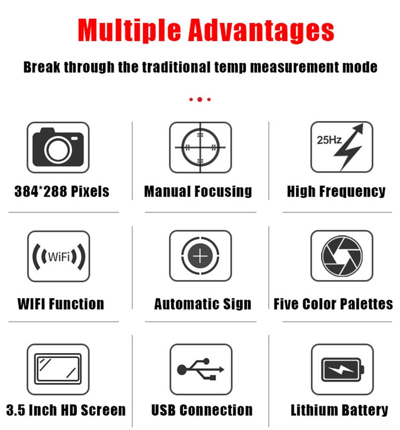 Thermal Imaging Camera 384*288 Pixels Temperature Thermometer WIFI -20°C~550°C Infrared Thermal Imager for Phone  RX-700