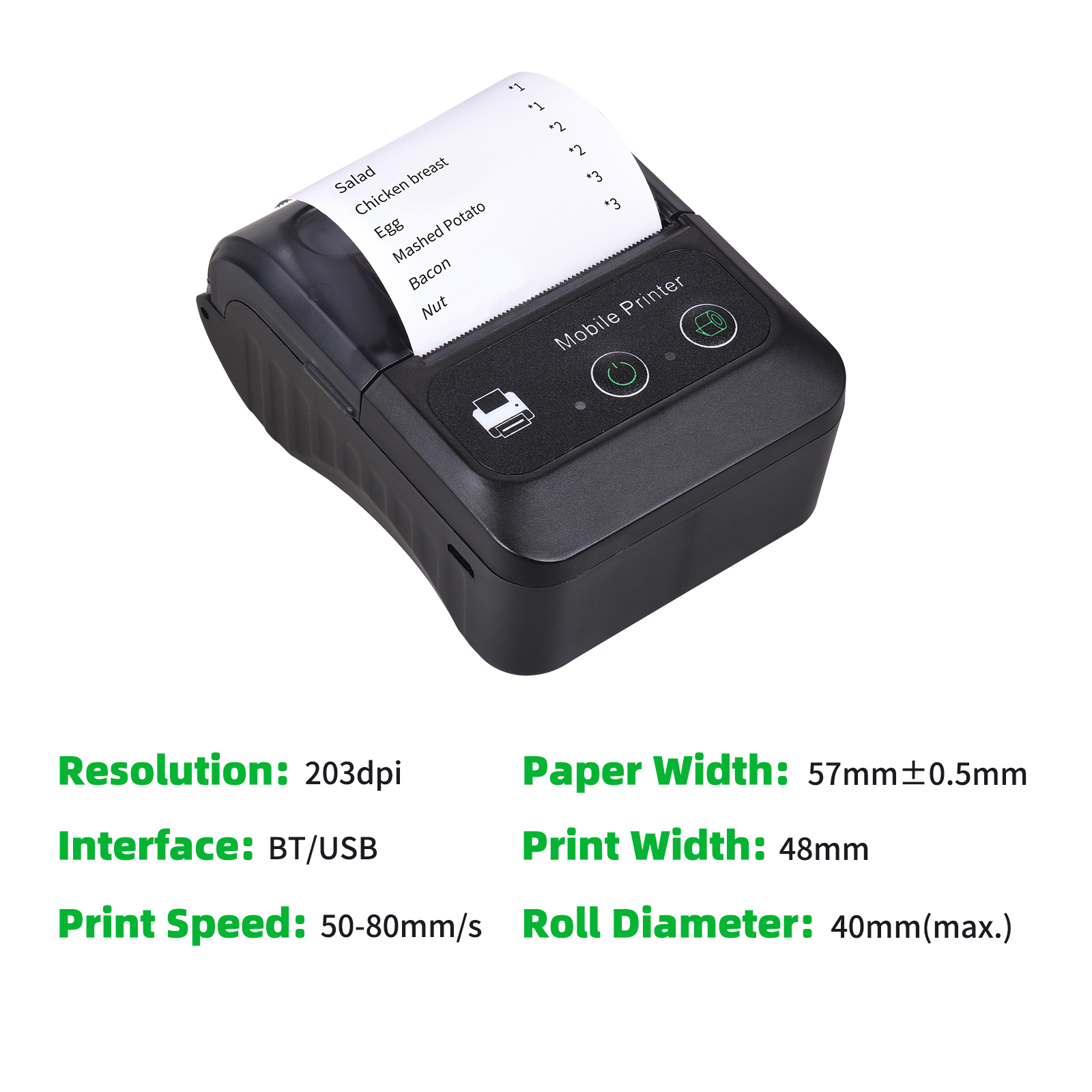 Portable Phone Thermal Receipt Printer 58mm Mini Size To Carry On Works With Android & iOS Handheld Wireless Bluetooth Printer