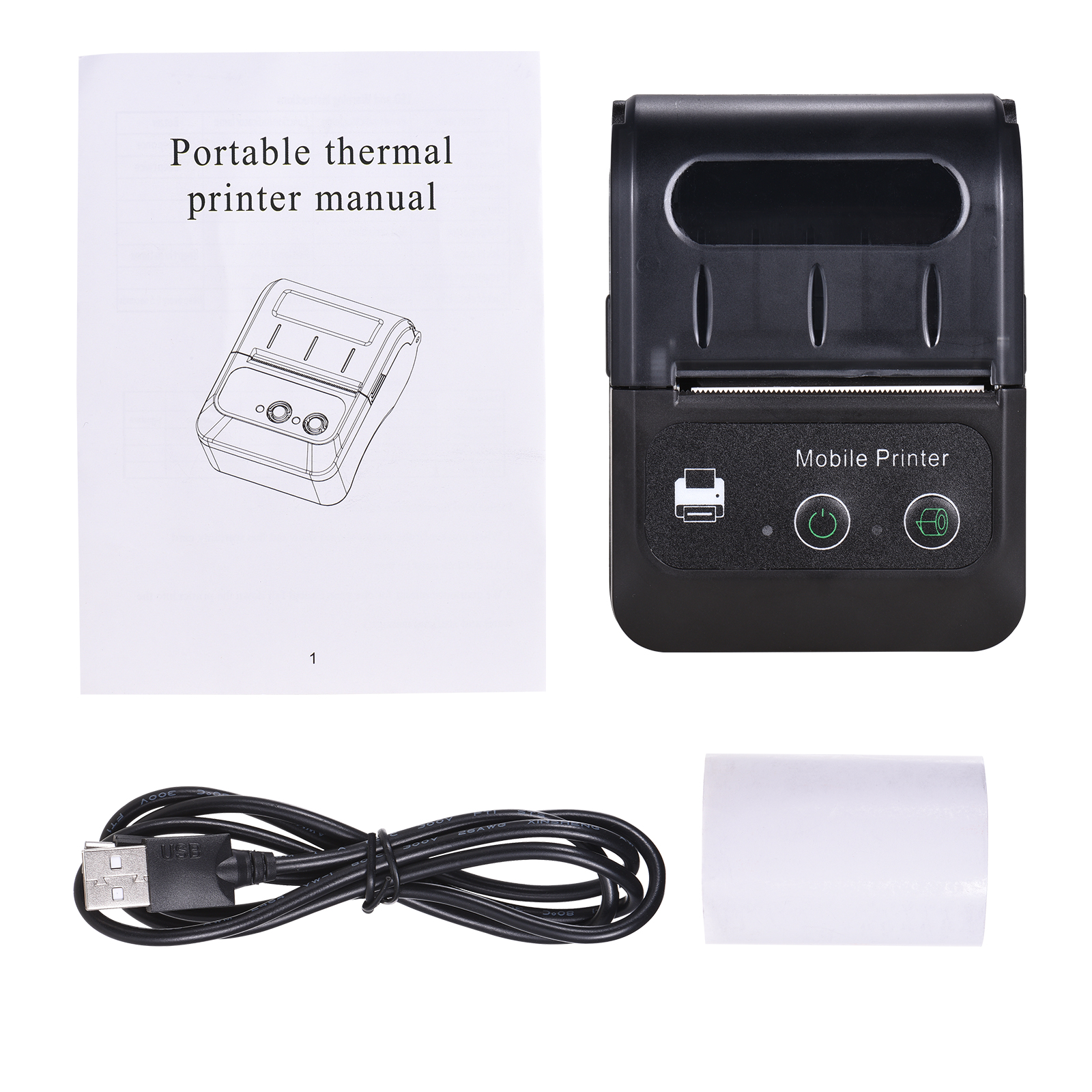 Portable Phone Thermal Receipt Printer 58mm Mini Size To Carry On Works With Android & iOS Handheld Wireless Bluetooth Printer