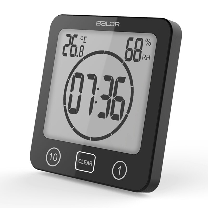 Big LCD Bathroom Wall Thermometer Clock Waterproof Shower Wash Mirror Timer Hygrometer Kitchen Desktop Countdown Alarm