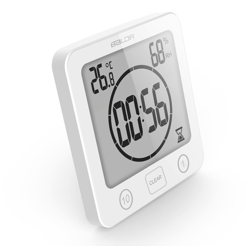 Big LCD Bathroom Wall Thermometer Clock Waterproof Shower Wash Mirror Timer Hygrometer Kitchen Desktop Countdown Alarm