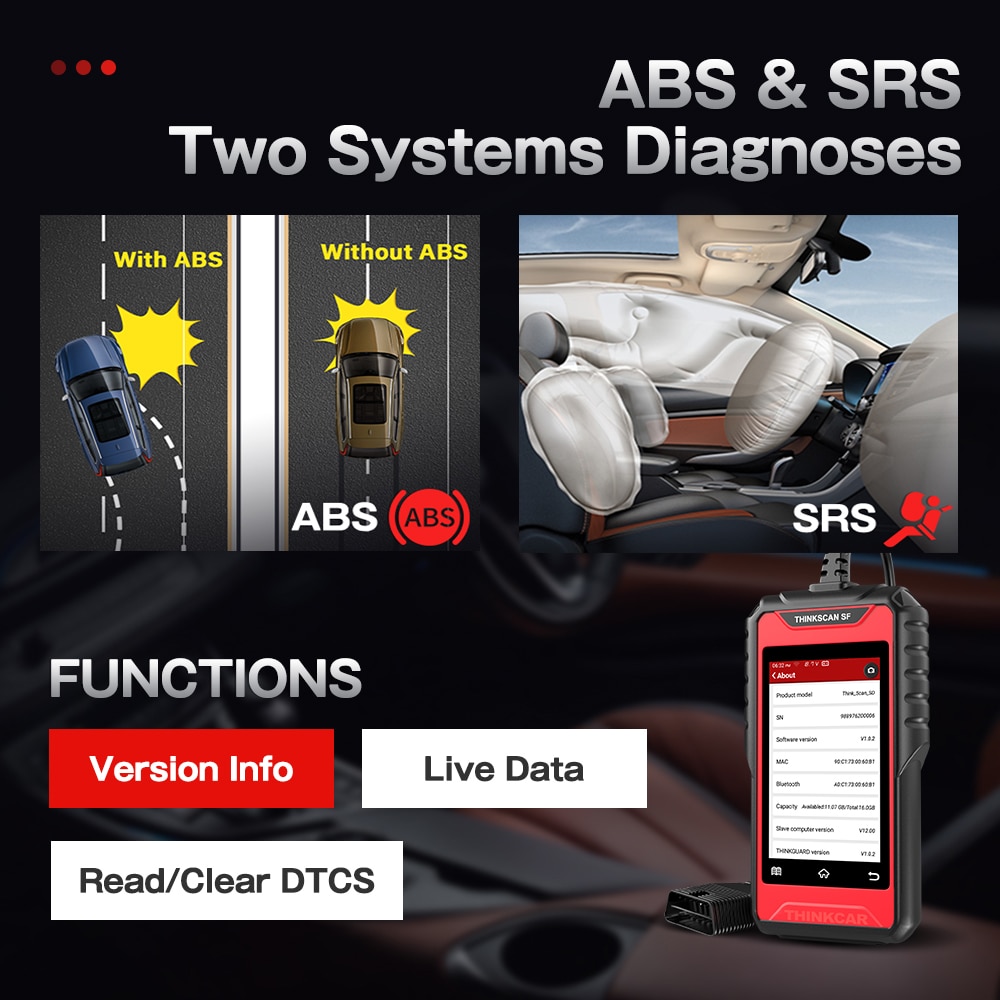 THINKCAR ThinkScan SF100 OBD2 Car Scanner Automotive Tool Check Engine SRS ABS OBD2 Code Reader Car Oil EPB Reset Diagnostic Scan Tool