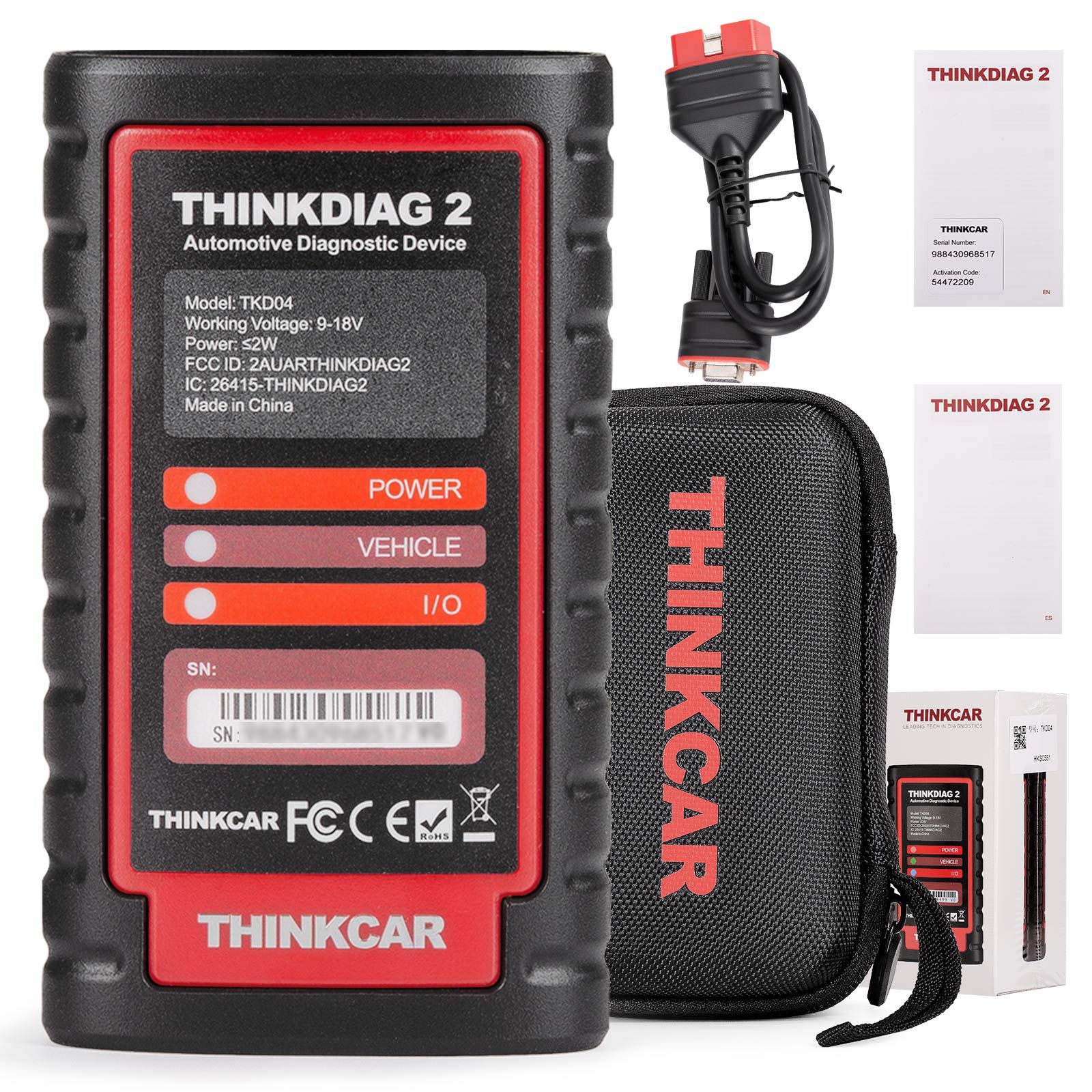 THINKCAR Thinkdiag2 All System Bidirectional Diagnostic Scanner with CAN-FD Protocol Auto VIN ECU Coding 15+ Reset Functions Free Update for One Year