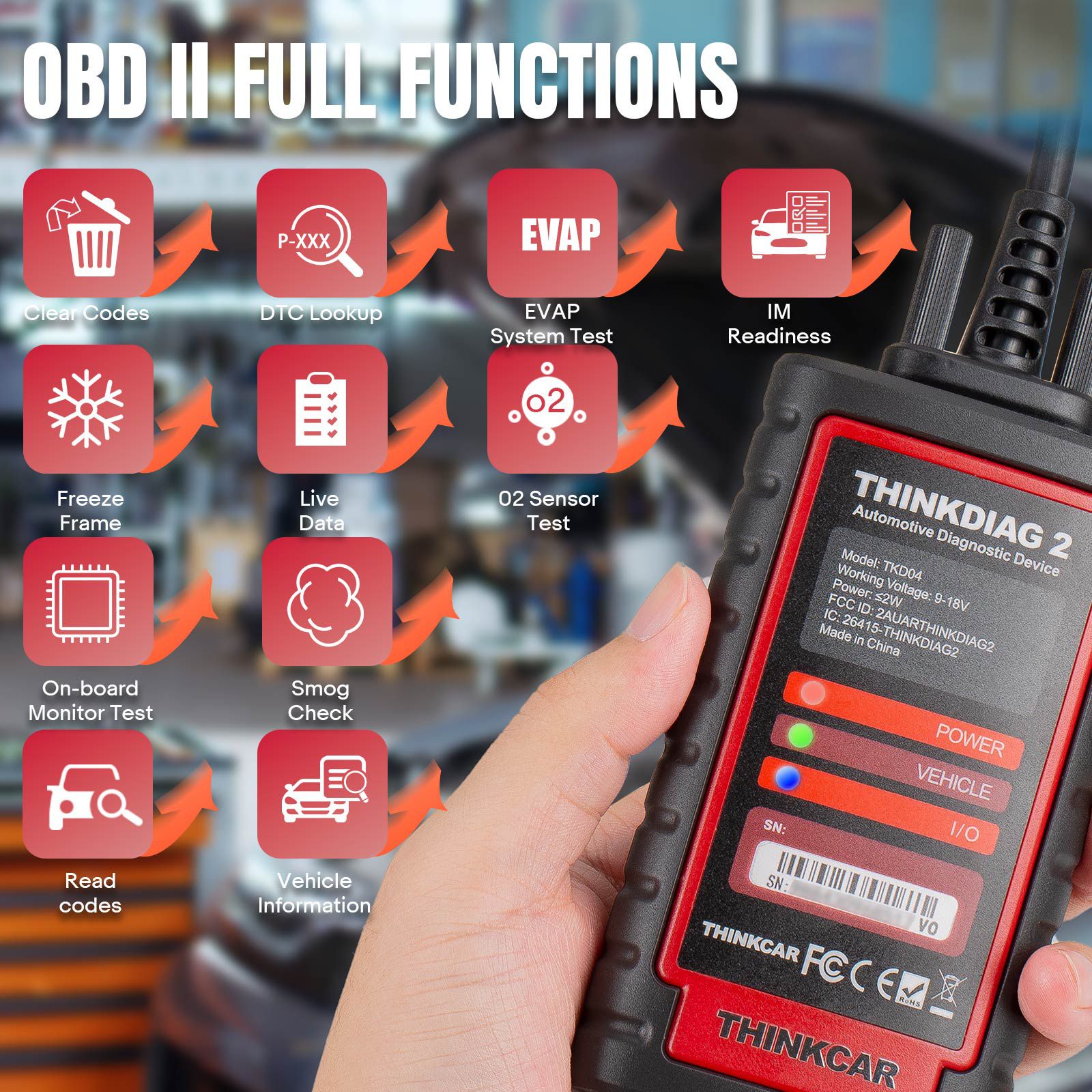 THINKCAR Thinkdiag2 All System Bidirectional Diagnostic Scanner with CAN-FD Protocol Auto VIN ECU Coding 15+ Reset Functions Free Update for One Year