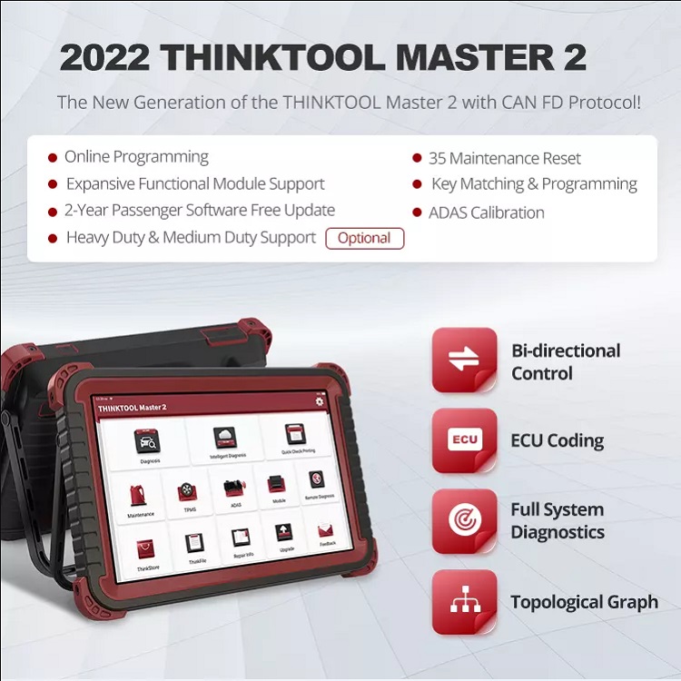 THINKCAR THINKTOOL Master2 OBD2 Scanner Automotive Car Diagnostic Tool ECU Coding On line Programing
