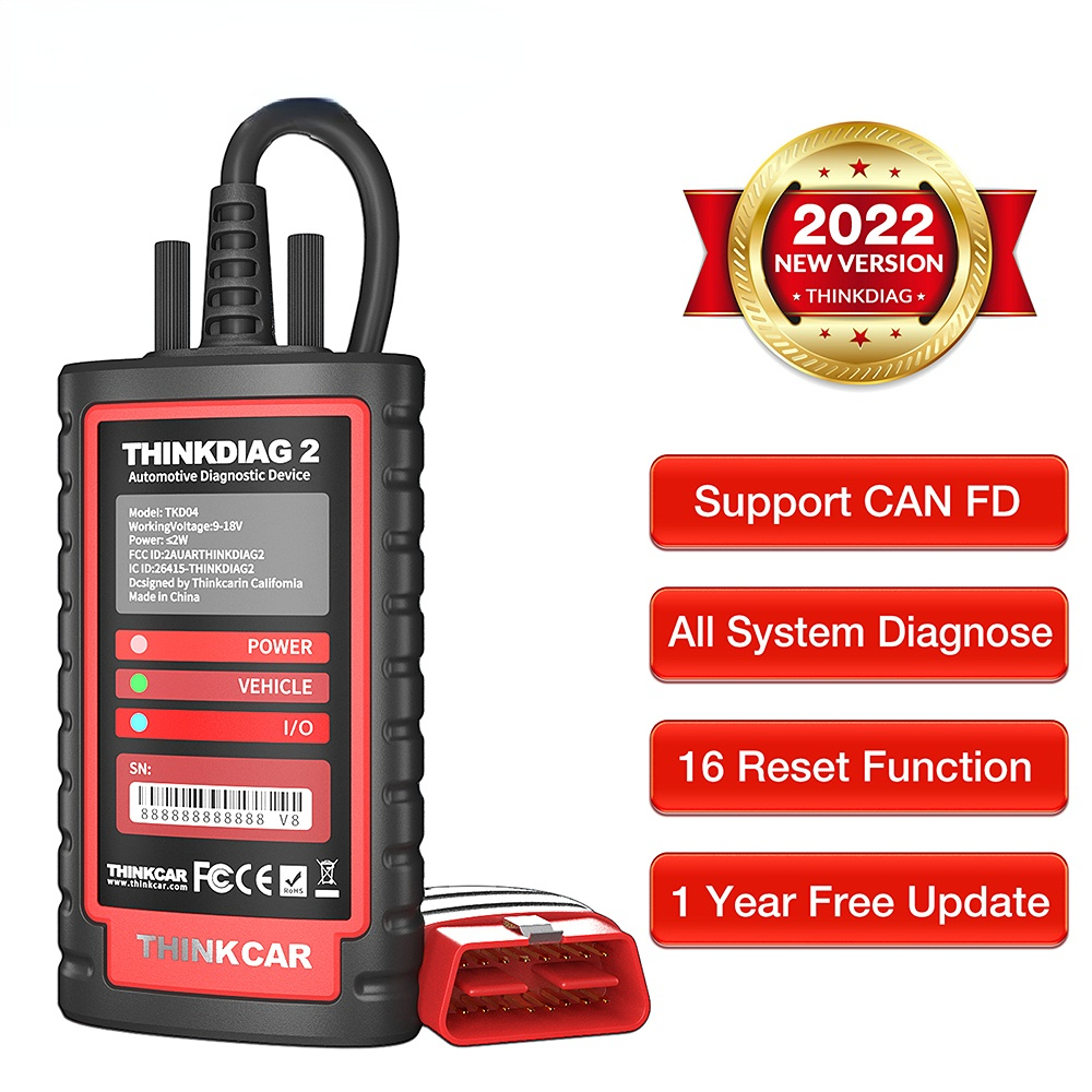 ThinkCar New ThinkDiag 2 ALL Car Brands Canfd protocol All Reset Service 1 Year Free 2022 OBD2 Diagnostic Tool Active Test ECU Surpass