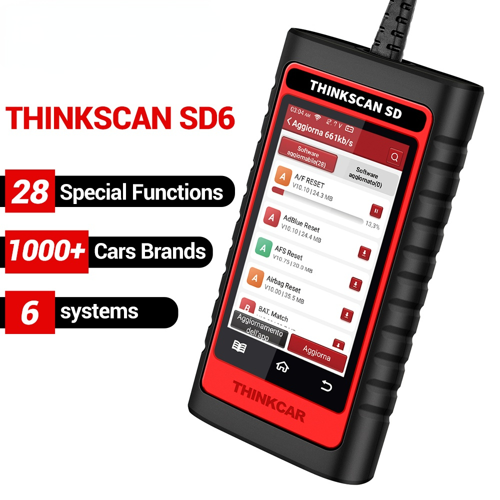 ThinkScan SD6 ABS SRS ECM TCM BCM IC OBD2 Scanner with 5 Reset Function Scan Tool Lifetime Free Update Auto Diagnostic Tool