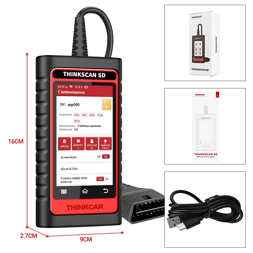 ThinkScan SD6 ABS SRS ECM TCM BCM IC OBD2 Scanner with 5 Reset Function Scan Tool Lifetime Free Update Auto Diagnostic Tool