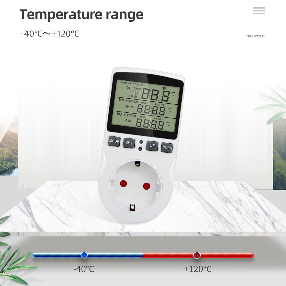Timer Socket Thermostat Digital Temperature Controller Socket Outlet With Timer Switch Sensor Probe Heating Cooling