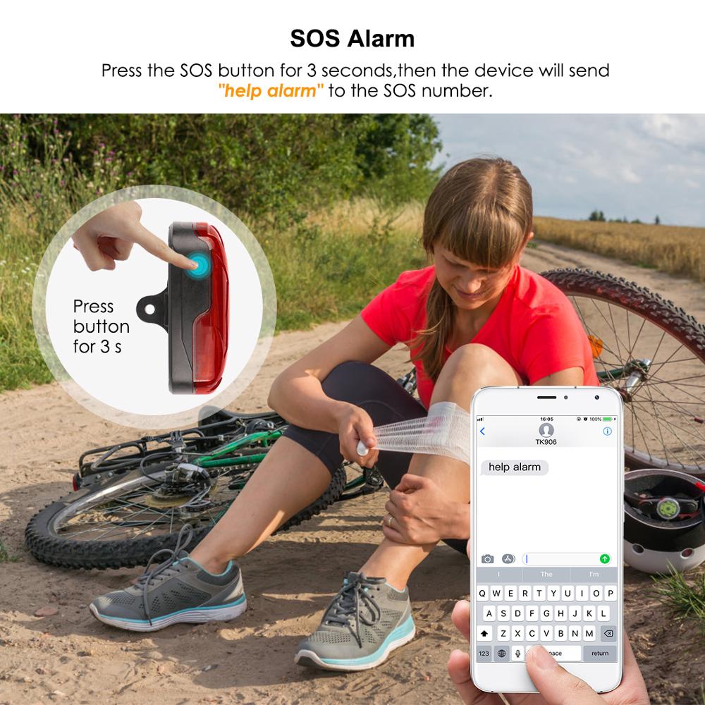 TK906 Bicycle GPS Tracker Bike Locator Long Standby Time Waterproof SOS Overspeed Alarm Bike GPS Tracker Lifetime Free Platform