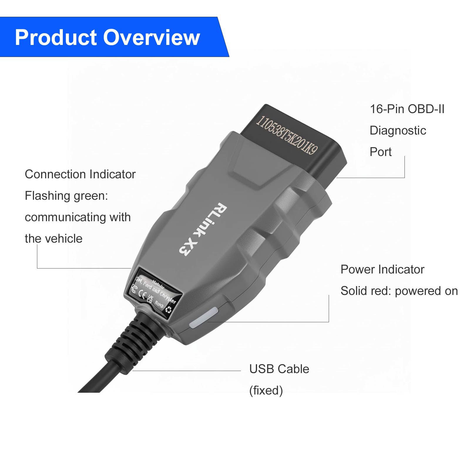 2025 TOPDON RLink X3 J2534 Pass-thru Programmer for US Vehicle Brands for GM, Ford, and Chrysler