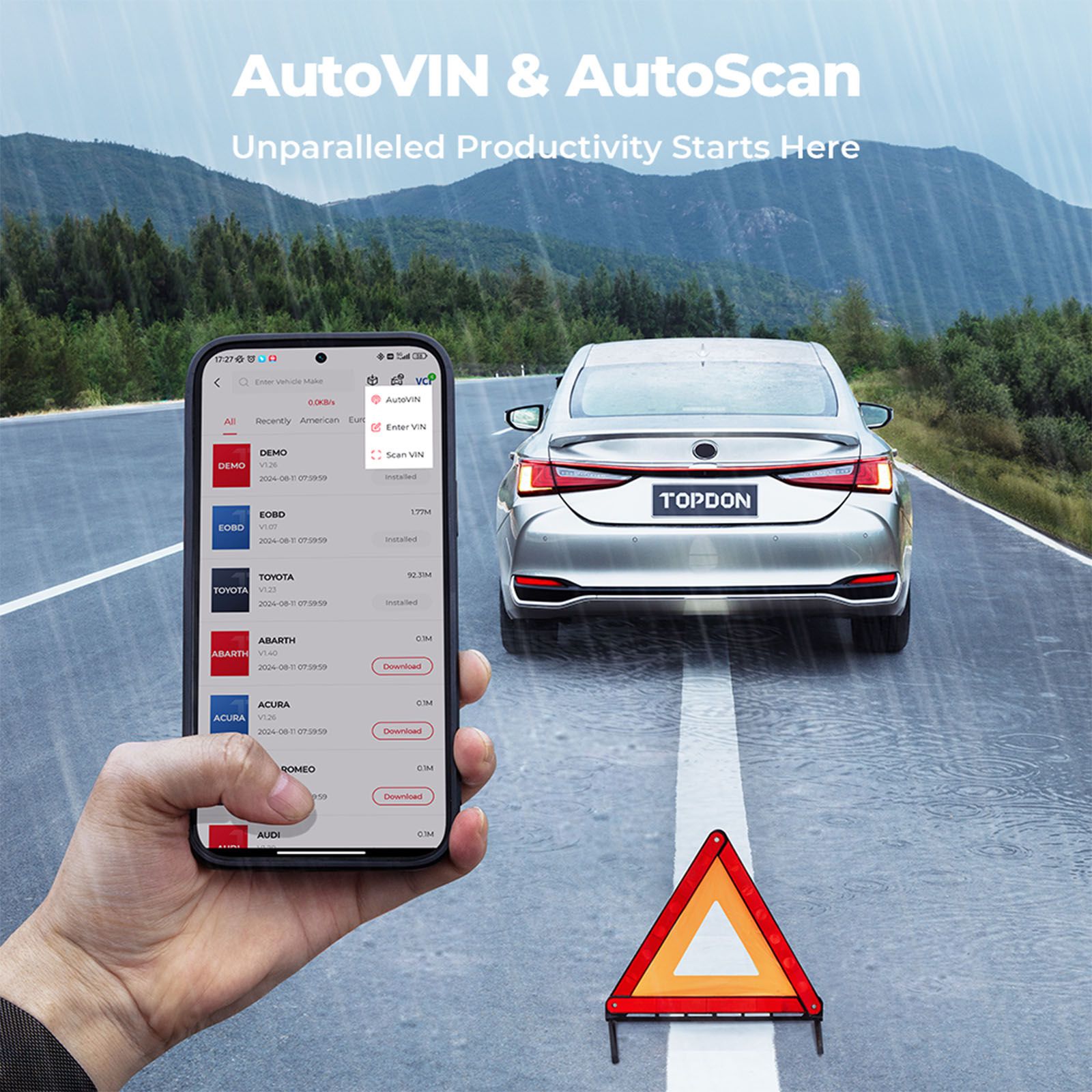 TOPDON TopScan Pro Mid-level Diagnostic Tool 13 Reset Functions I/M Readiness, Injector Coding, Tire Pressure Reset, Sunroof Initialization