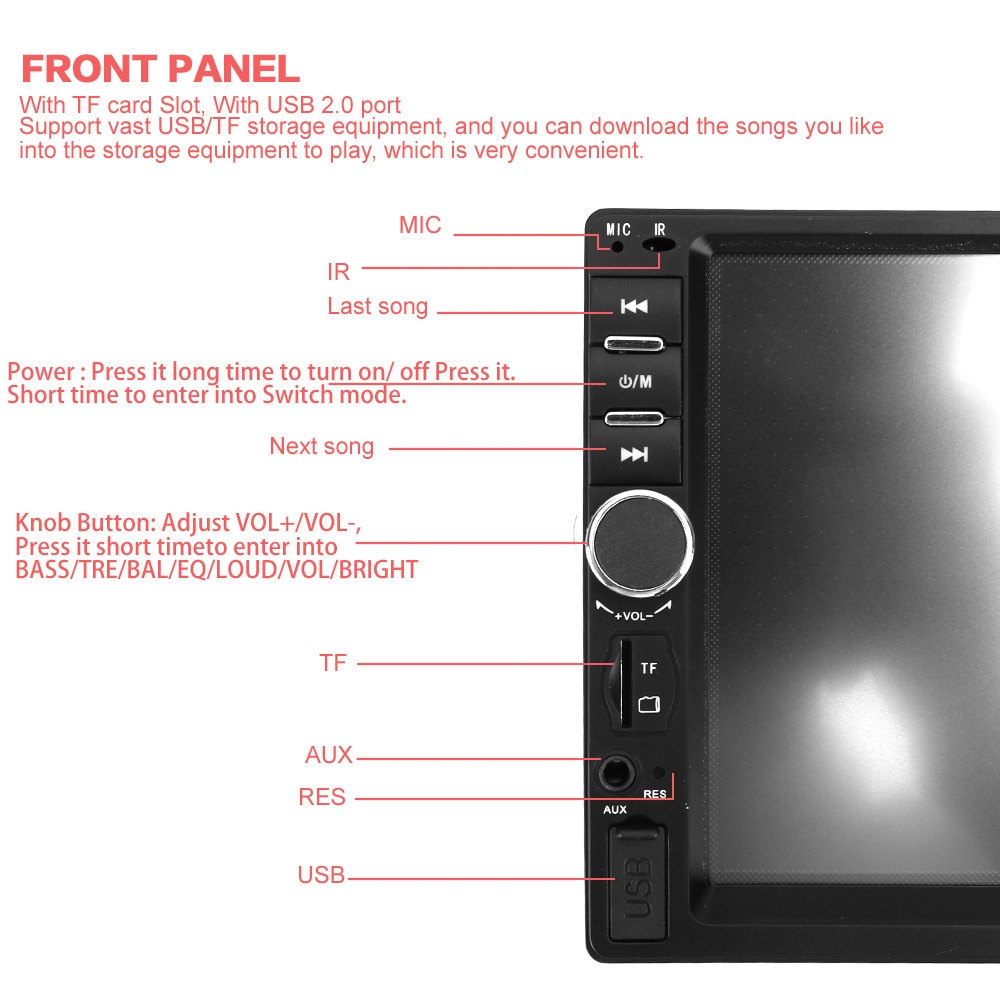 Touch Screen HD Multimedia Player 2Din Car Radio Player 7010B /7012B/7018B Car 7