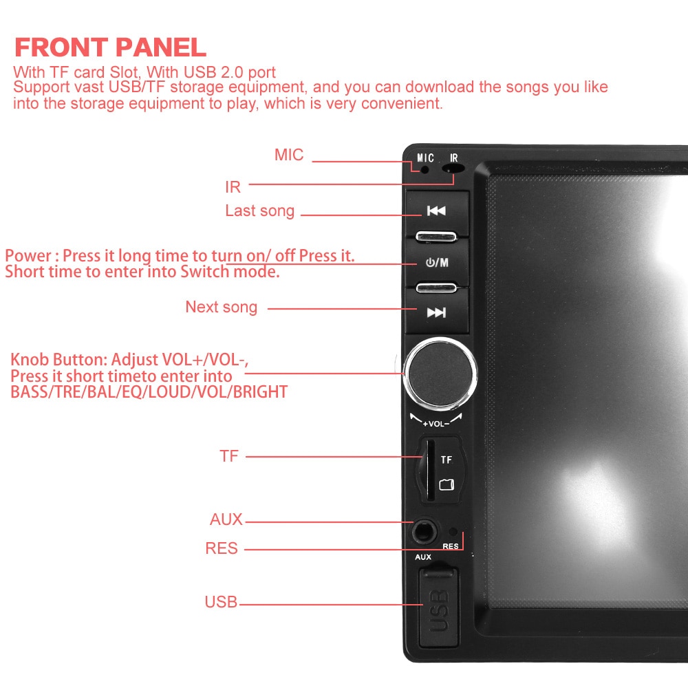 Touch Screen HD Multimedia Player 2Din Car Radio Player 7010B /7012B/7018B Car 7