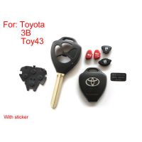 5pcs/lot Remote key shell 3 button with sticker for Toyota