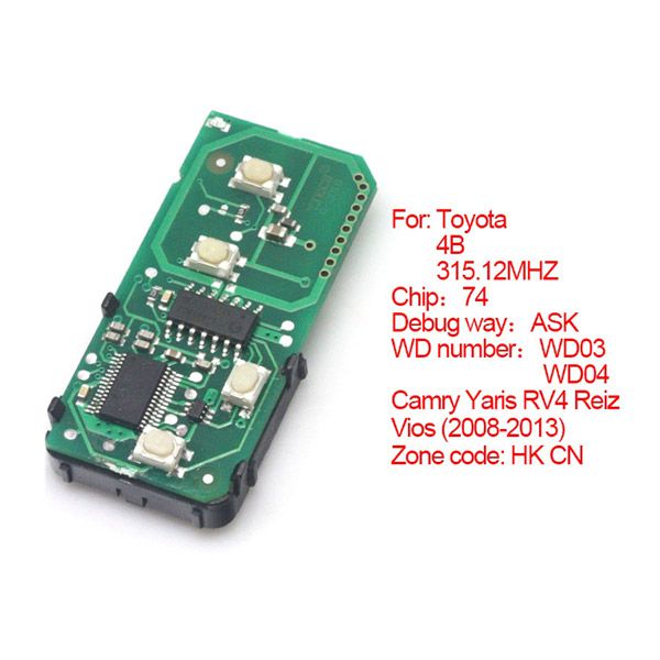 Smart card board 4 buttons 315.12MHZ number :271451-3370-Eur for Toyota