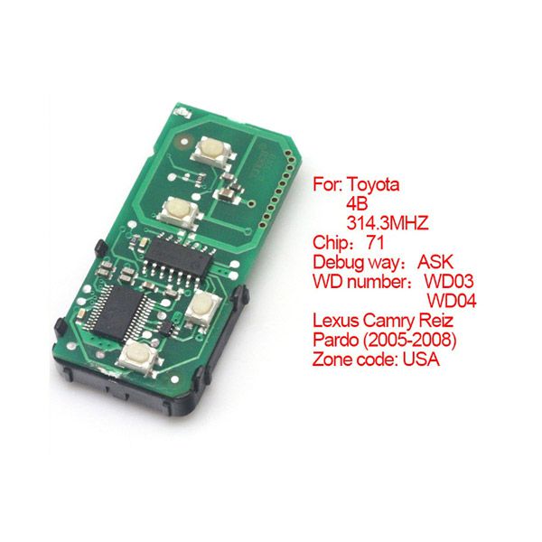 Smart card board 4 key 314.3 MHZ number 271451-0140-USA for Toyota