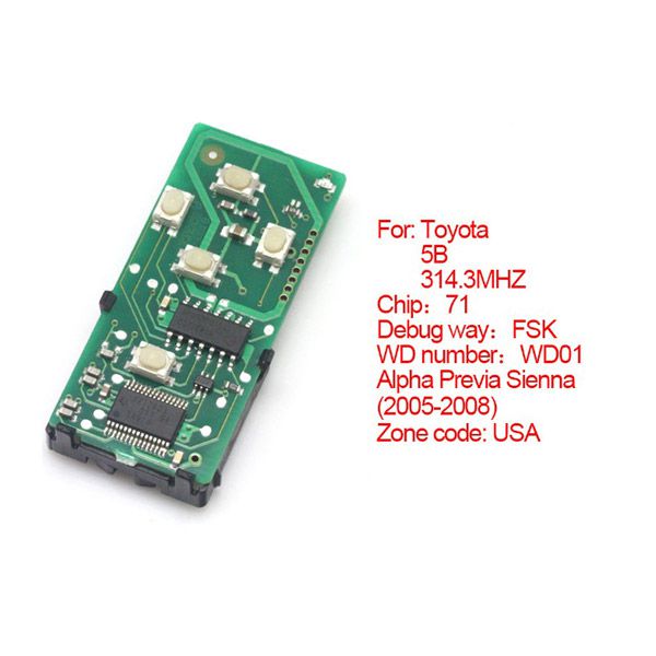 Smart card board 5 buttons 314.3MHZ number :271451-6221-USA for Toyota