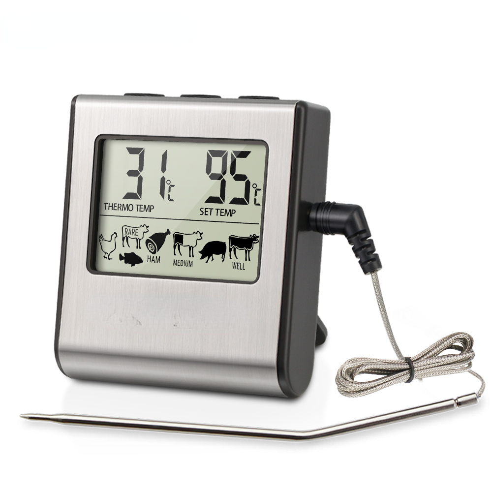 TP16 Digital Barbecue Meat Thermometer For Oven Thermomet With Timer Meat Probe Cooking Kitchen Thermometer For Meat