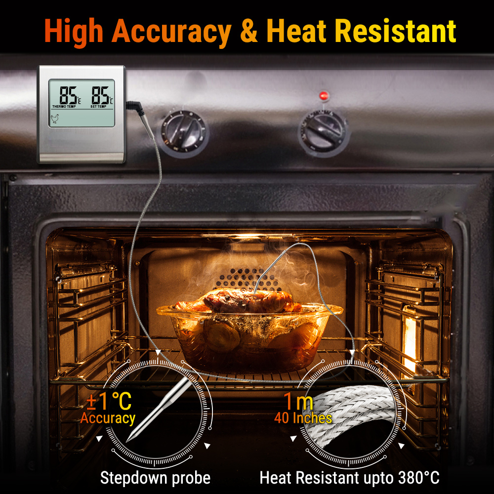 TP16 Digital Barbecue Meat Thermometer For Oven Thermomet With Timer Meat Probe Cooking Kitchen Thermometer For Meat