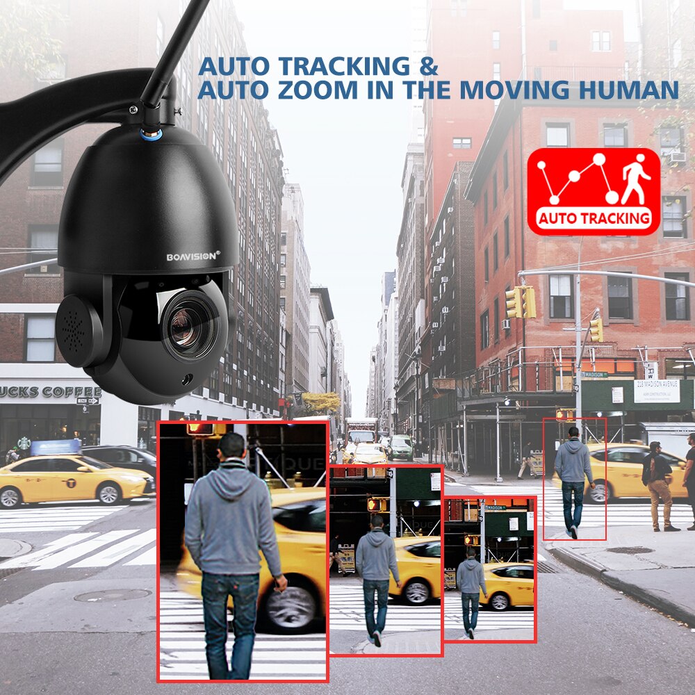 AI AUTO Tracking 5MP PTZ Dome IP Camera WIFI/4G/POE 30X Zoom CCTV Security Video Camera Audio Speaker 80m IR IP PTZ Cam CamHi