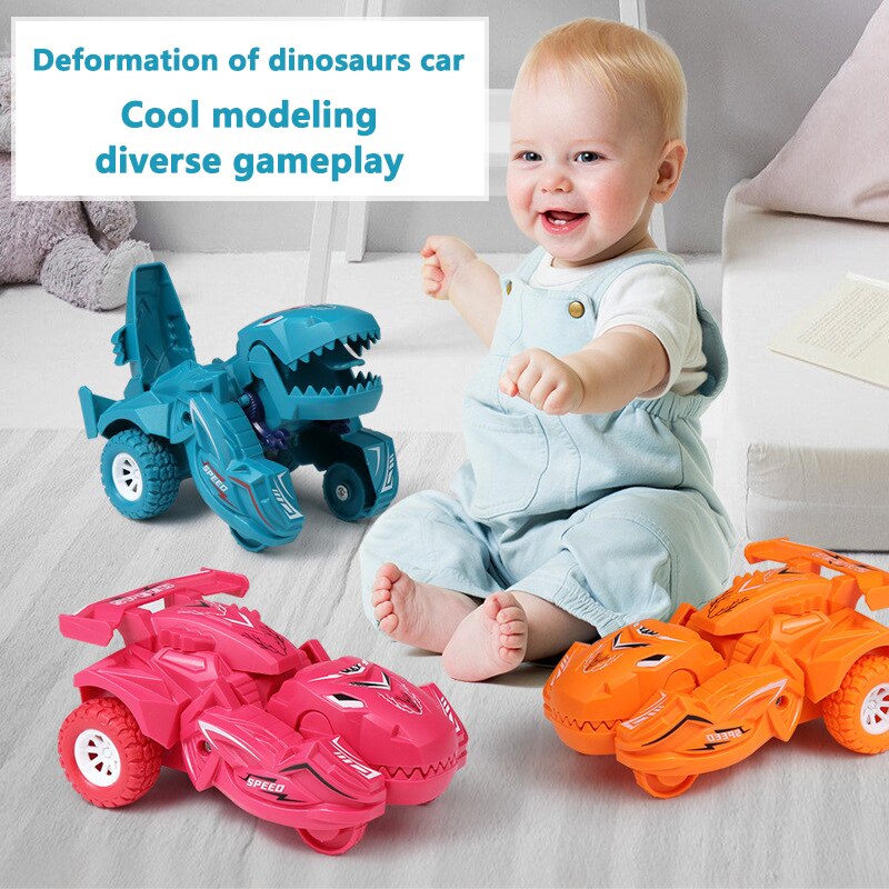 Transforming Dinosaur Car Deformation Car Toys Inertial Sliding Dino Car Automatic Transform Toy Boys Amazing Gifts Kid Toy boys